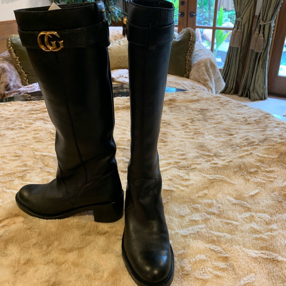 Gucci boots black leather, brand new 37.5